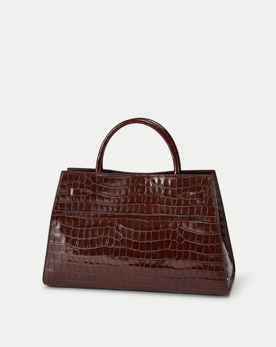 Large Veronica Beard Croc-Embossed Dash Bag
