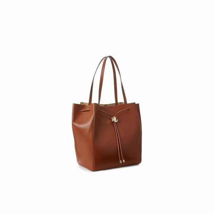 LAUREN Ralph Lauren Leather Medium Andie Drawstring Tote Tan