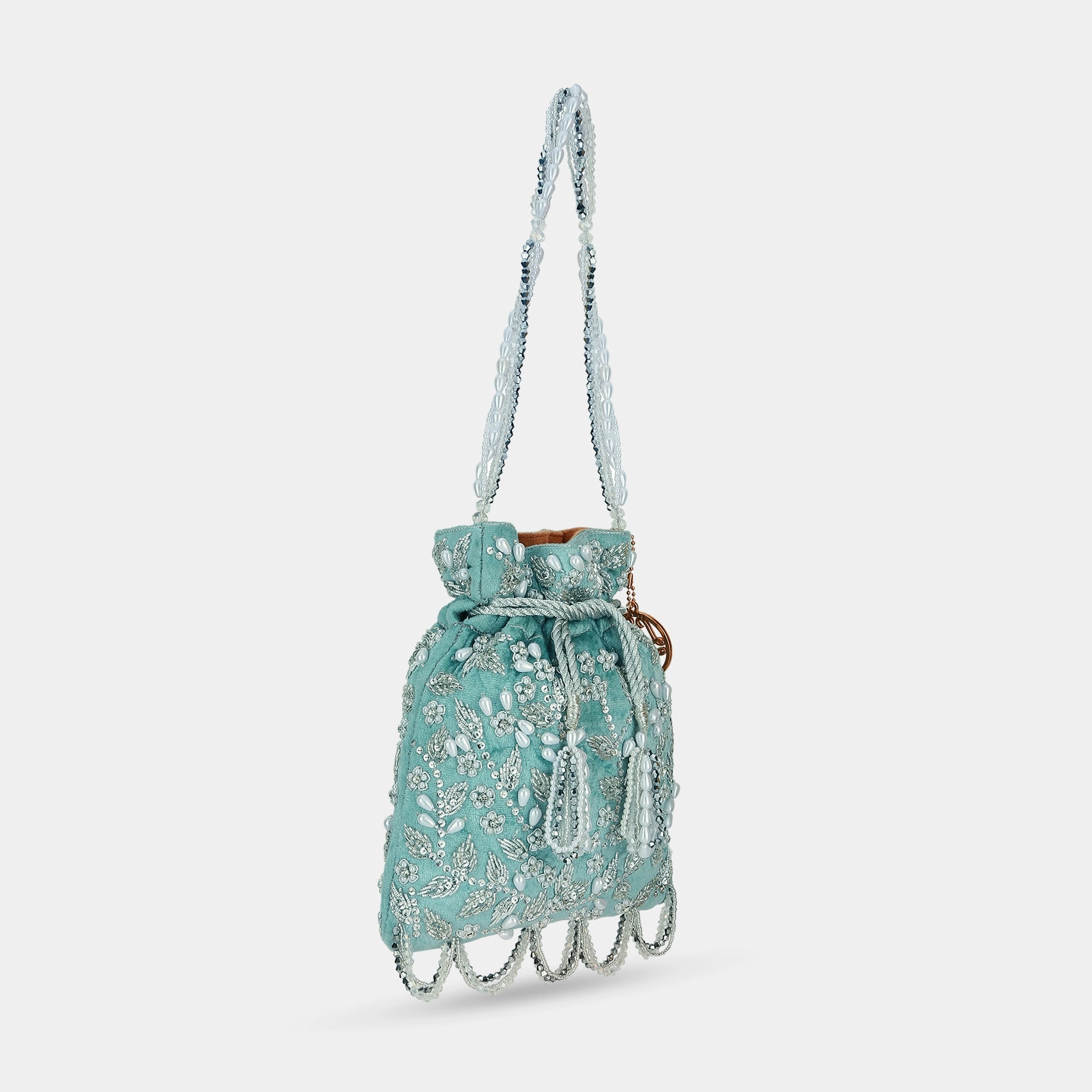 Lavie Luxe Bead Silver Medium Women's Potli Rose