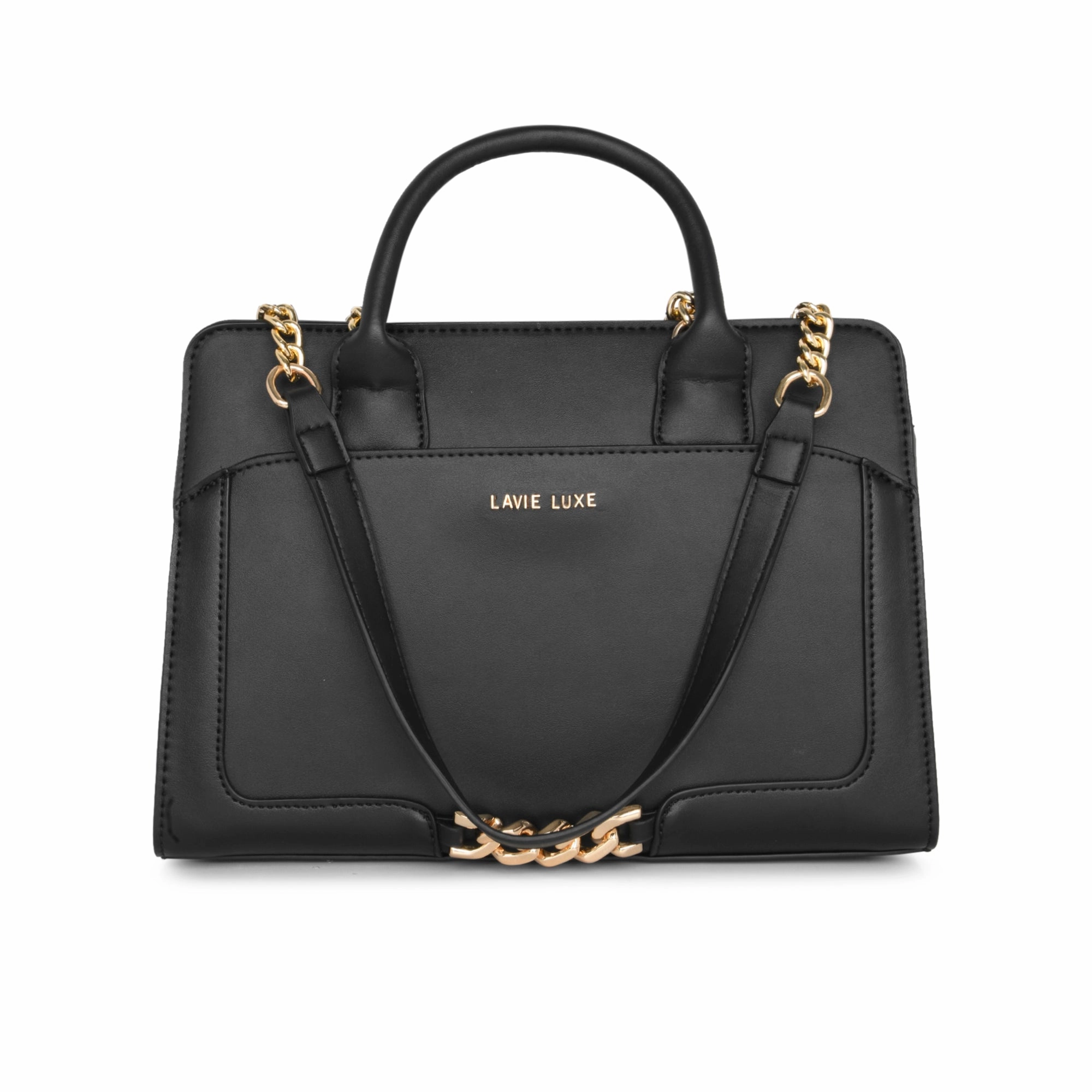 Lavie Luxe Black Medium Women's Chain Satchel Bag