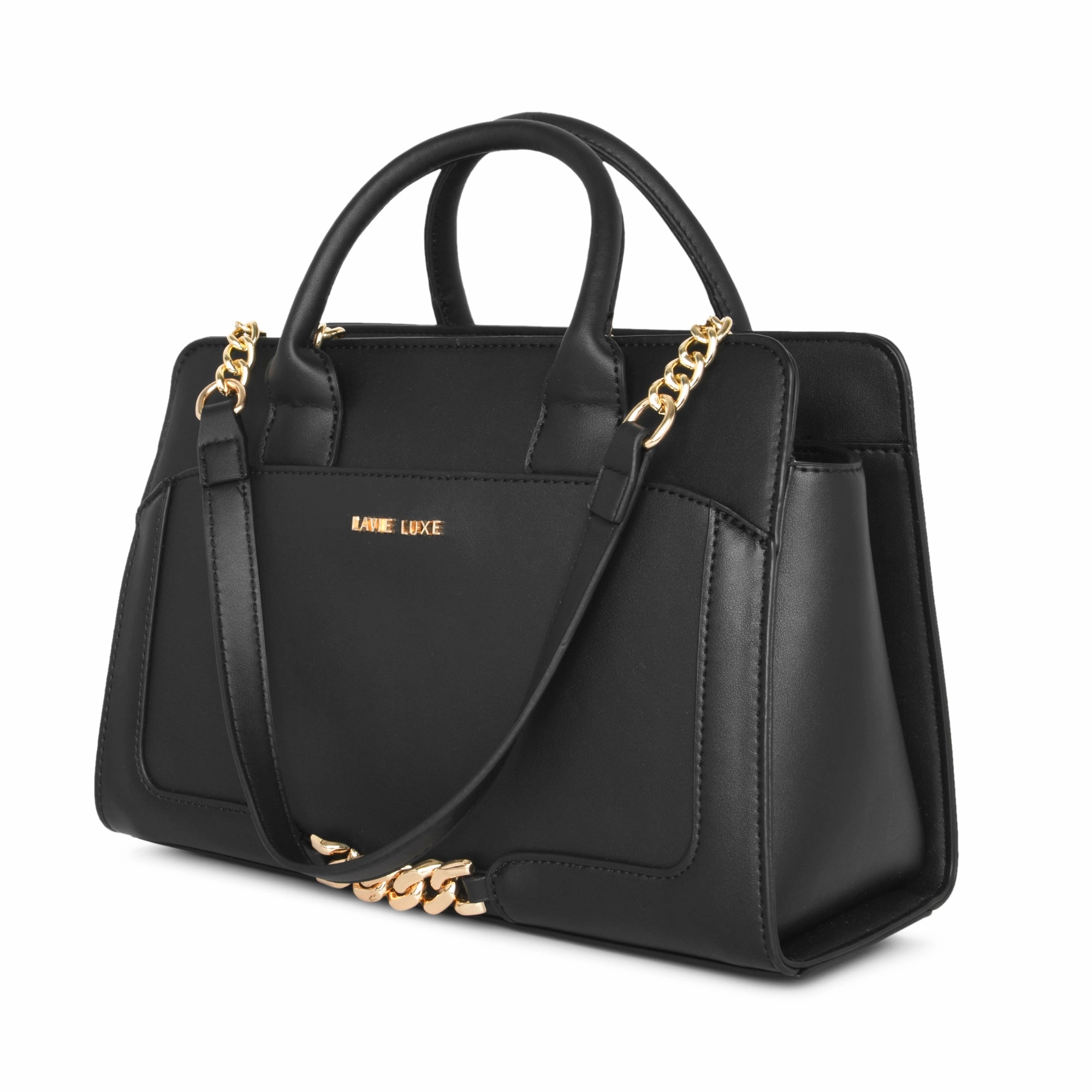 Lavie Luxe Black Medium Women's Chain Satchel Bag