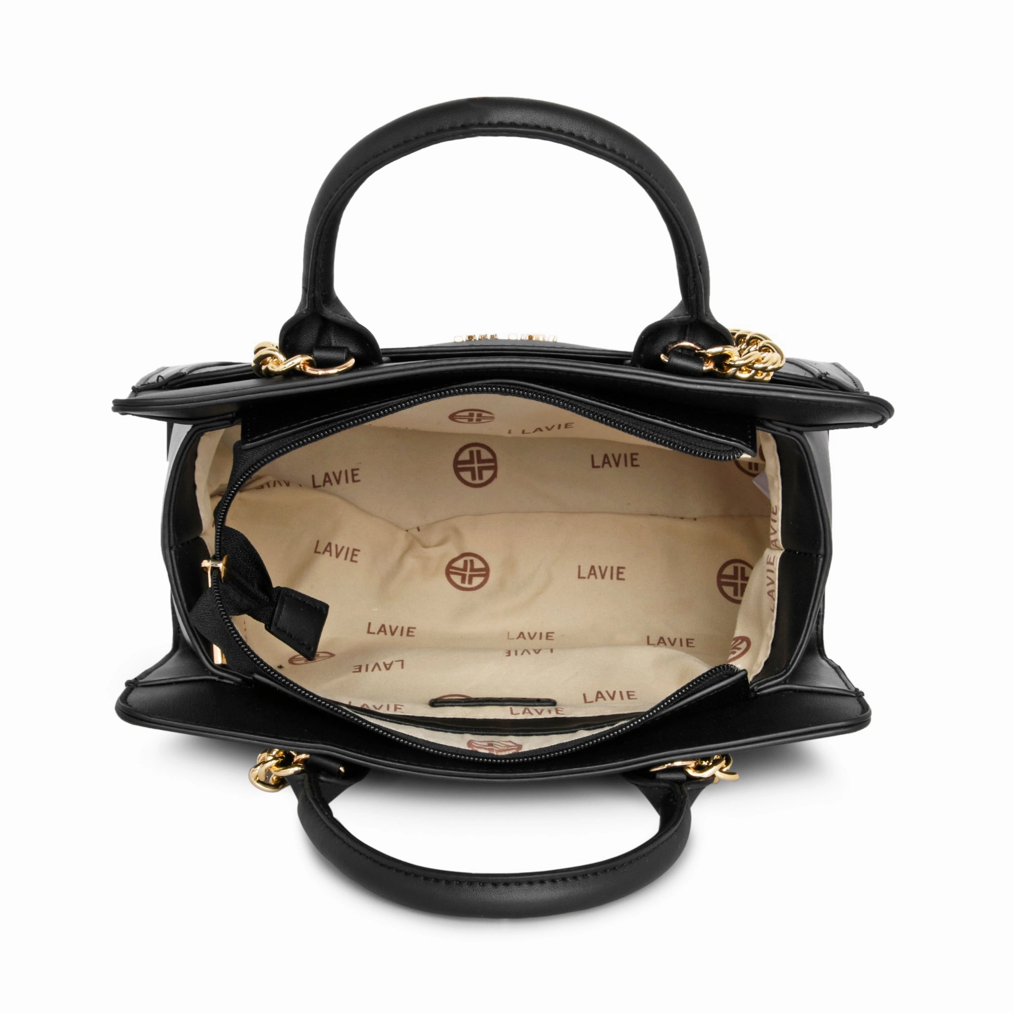 Lavie Luxe Black Medium Women's Chain Satchel Bag