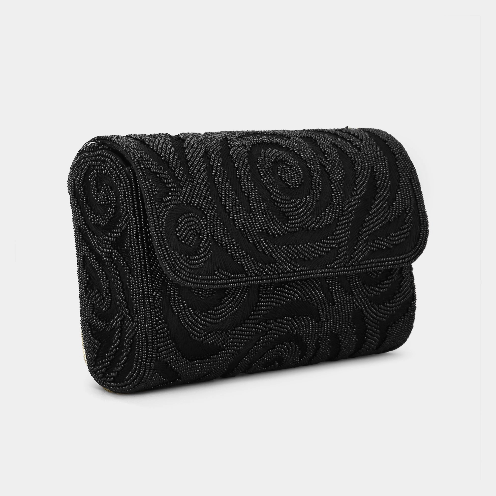 Lavie Luxe Gemmy Black Medium Women's Flap Clutch