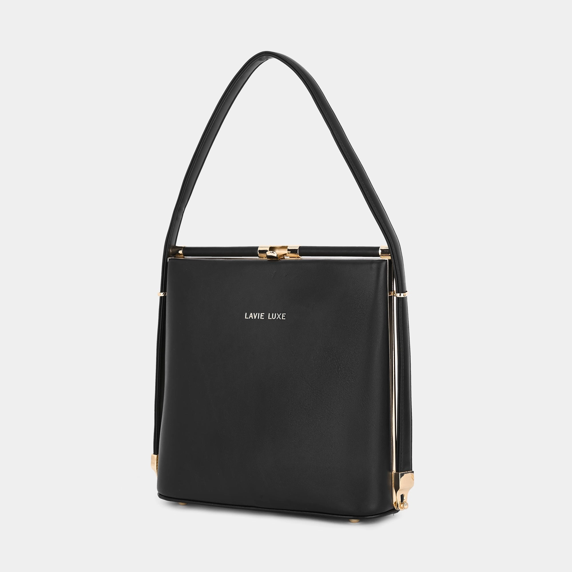 Lavie Luxe Glare Black Medium Women's Framed Bag