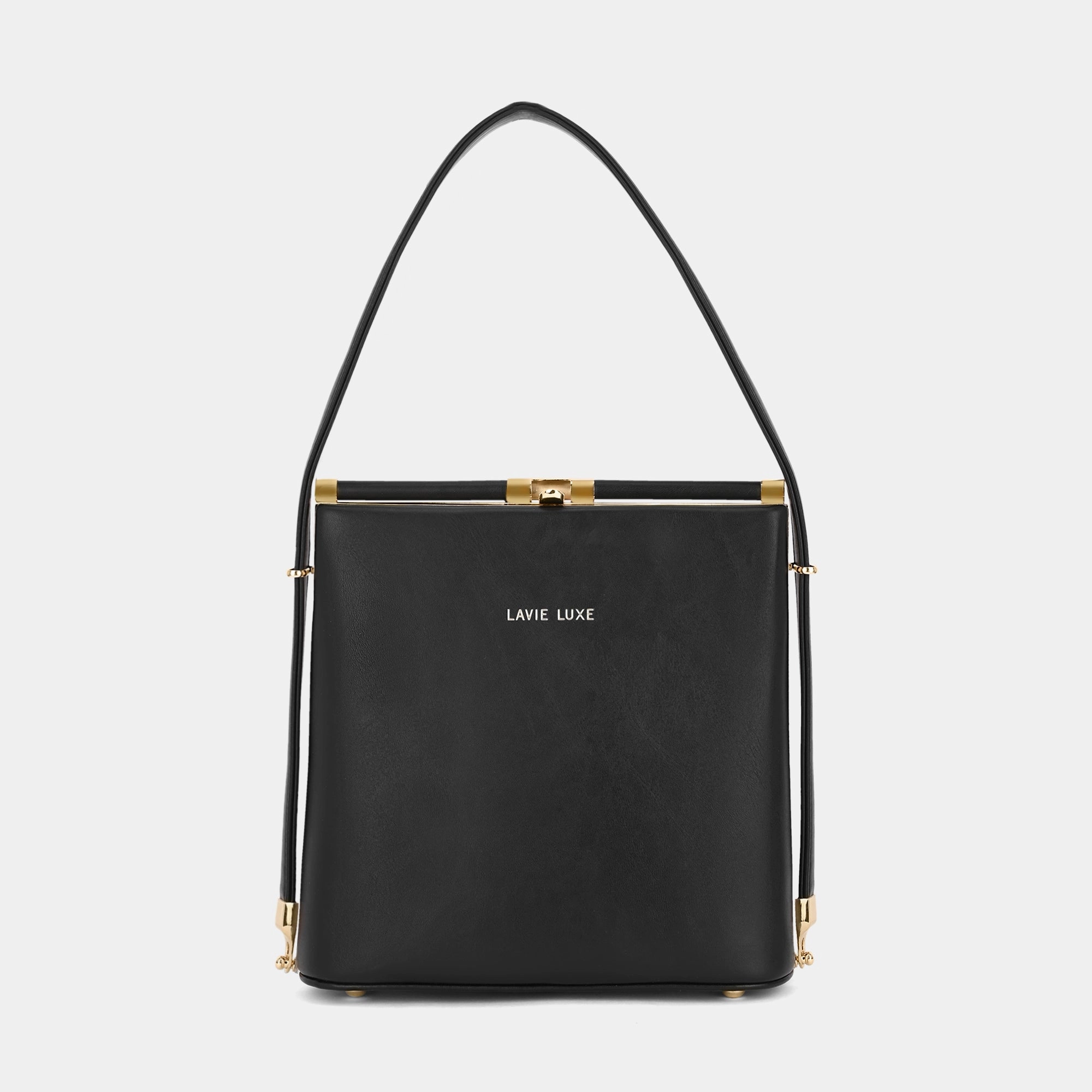 Lavie Luxe Glare Black Medium Women's Framed Bag