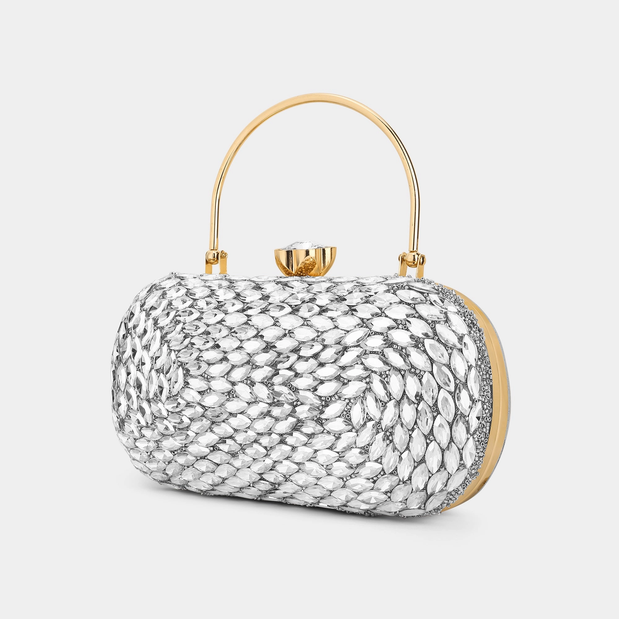 Lavie Luxe Jewel Silver Medium Women's Frame Clutch