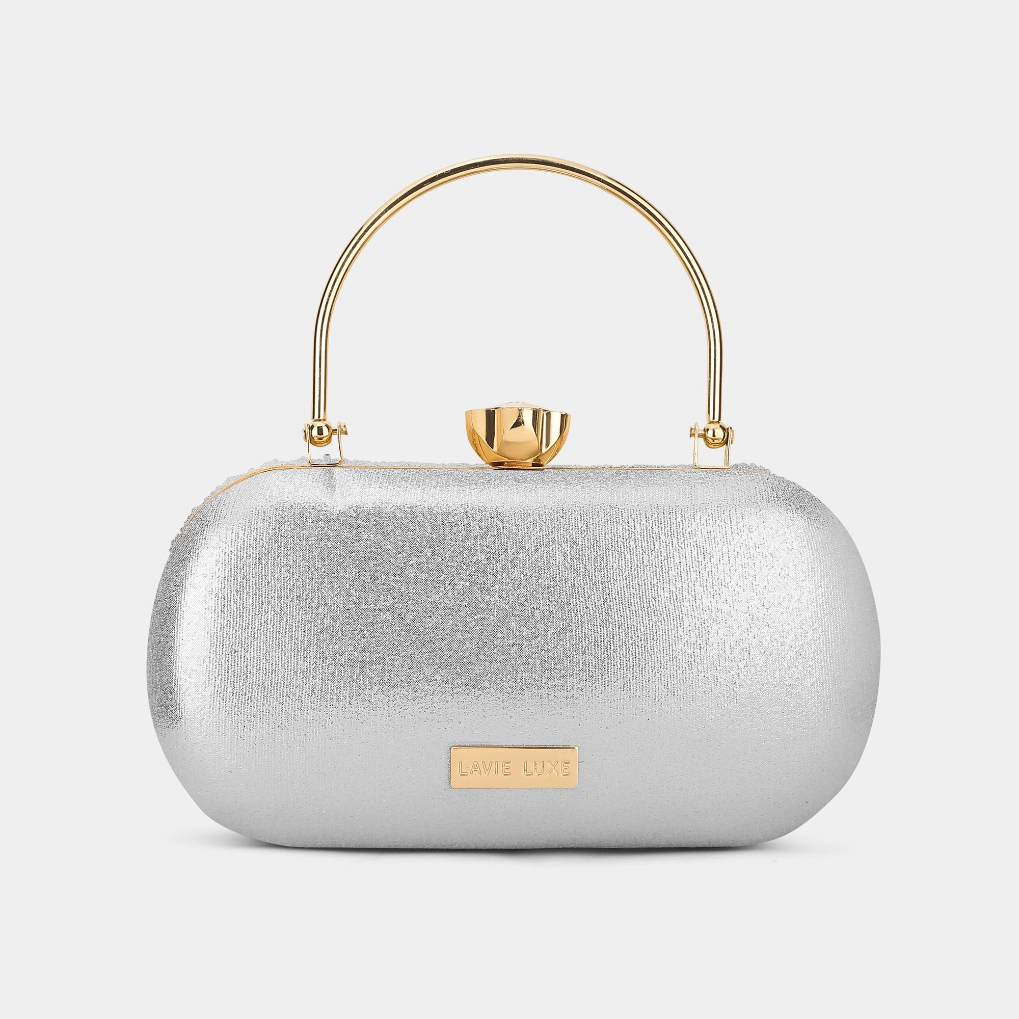 Lavie Luxe Jewel Silver Medium Women's Frame Clutch
