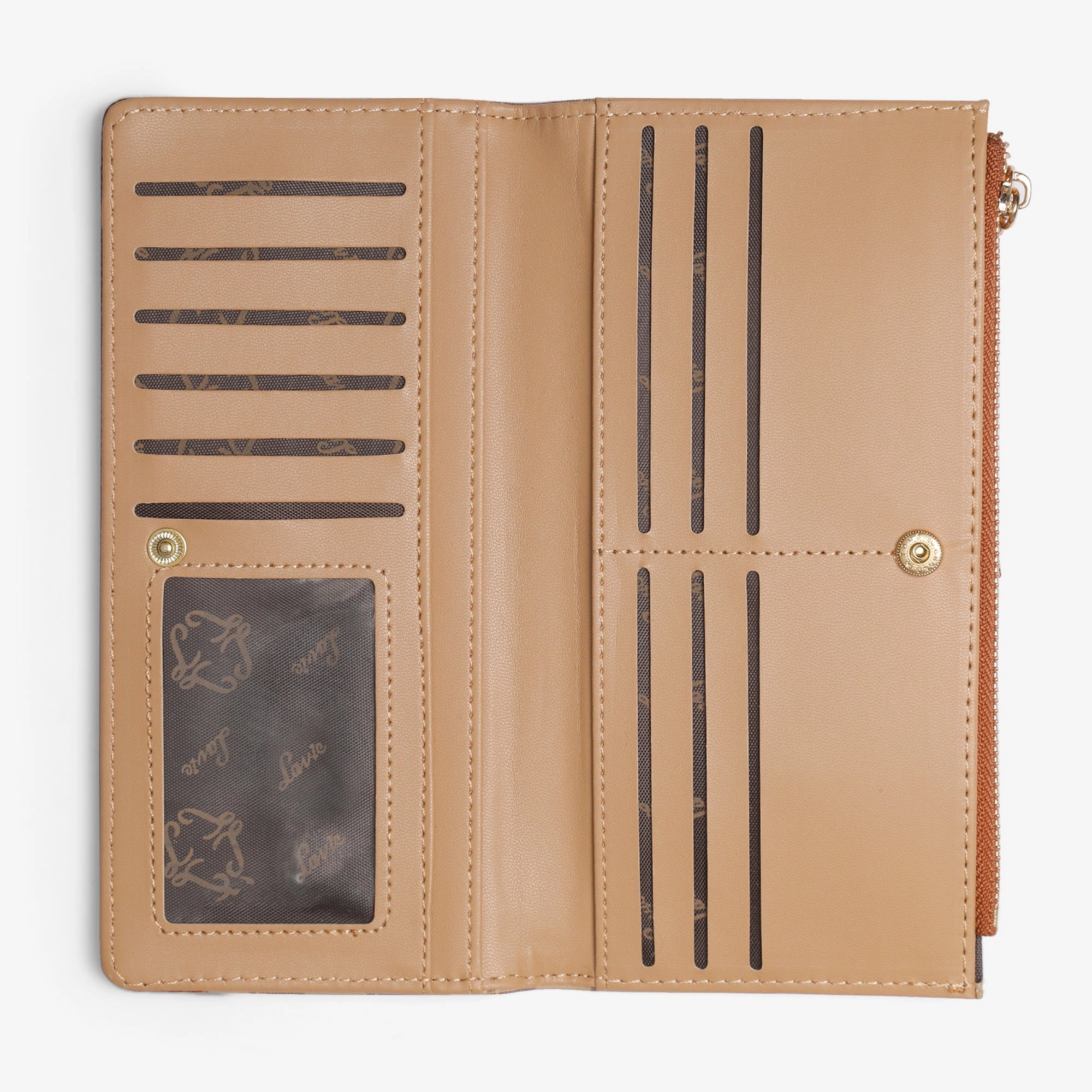 Lavie Luxe Mono Safain Taupe Large Women's Bifold Zip Wallet