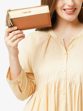 Lavie Luxe Safain24 Tan Large Women's Bifold Wallet