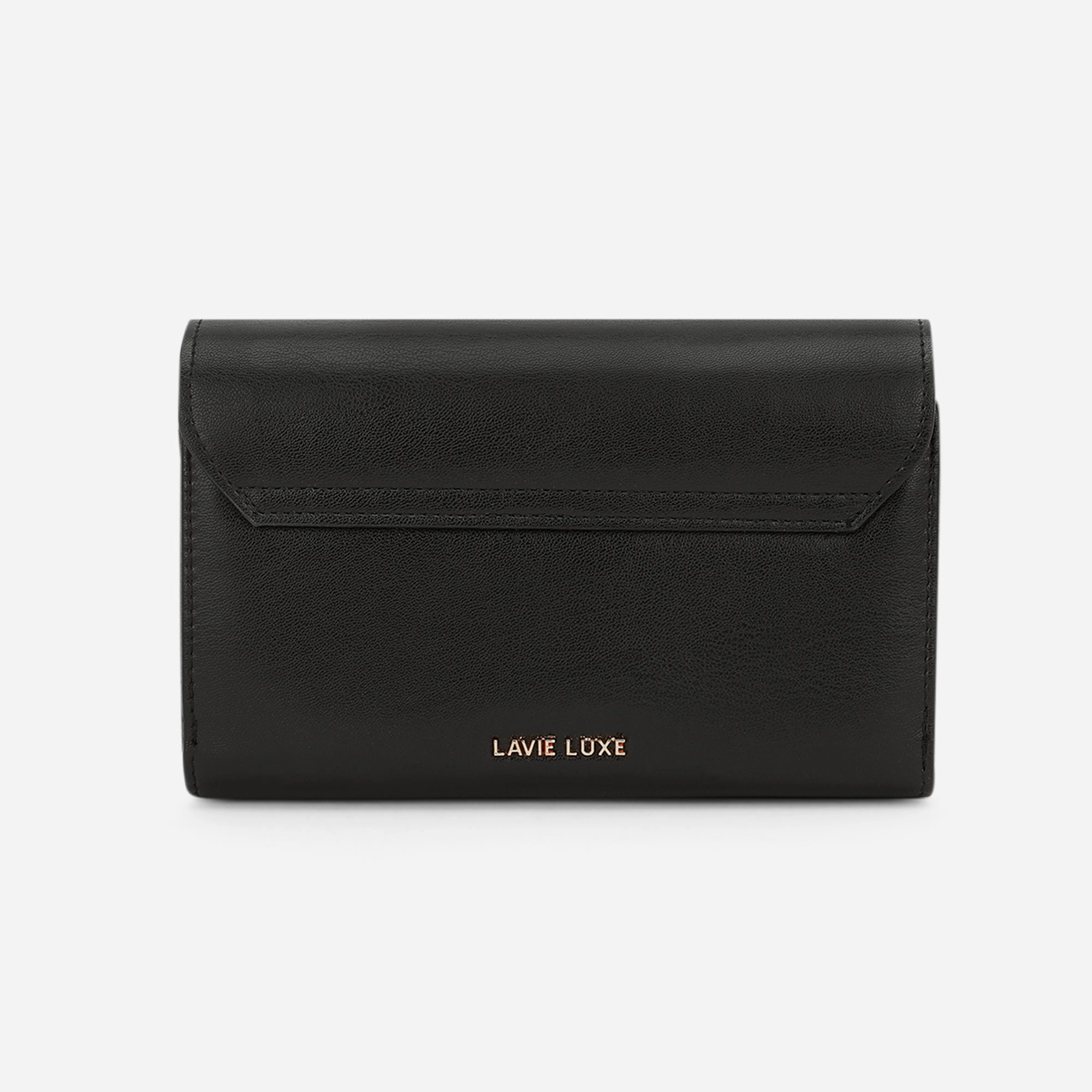 Lavie Luxe Sally24 Black Large Women's horizontal 2 zip wallet