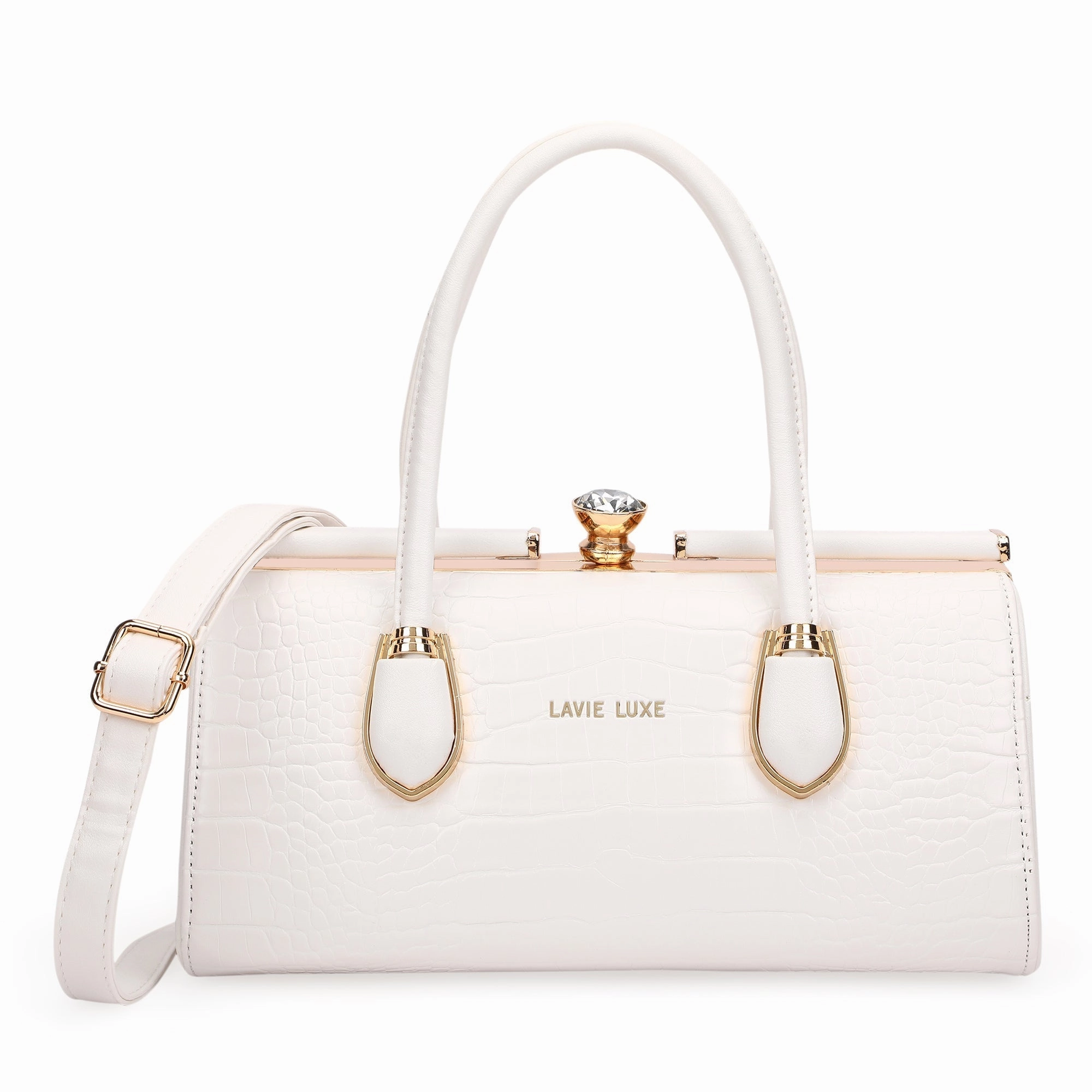 Lavie Luxe White Medium Women's Dazzle Frame Bag
