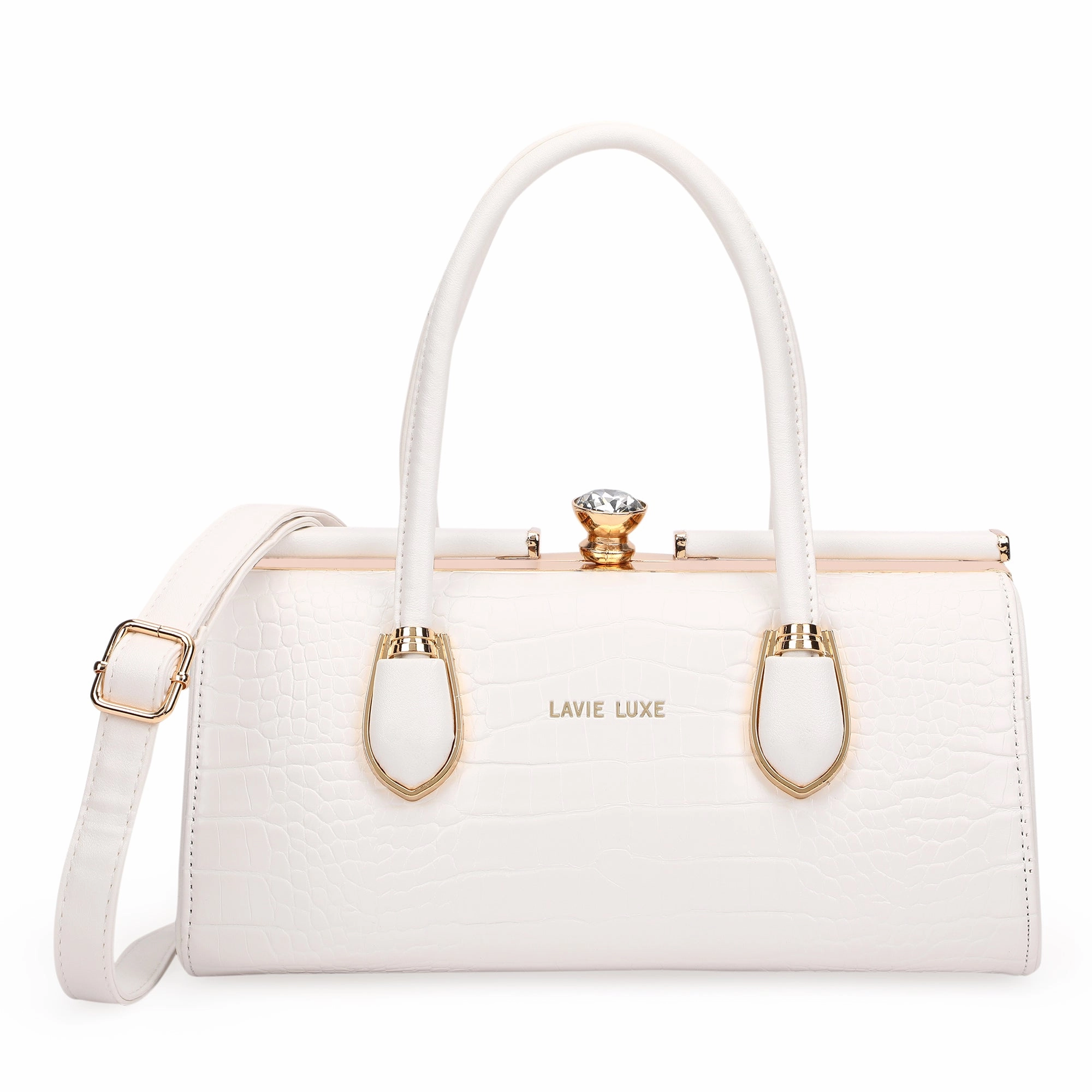Lavie Luxe White Medium Women's Dazzle Frame Bag