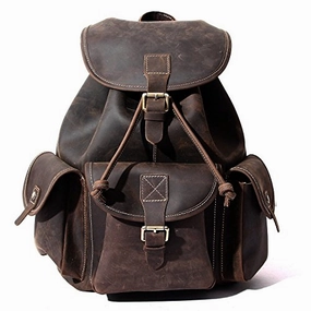 Leather Backpack, Berchirly Vintage Real Leather Travel Backpacks Rucksack School Laptop Camping