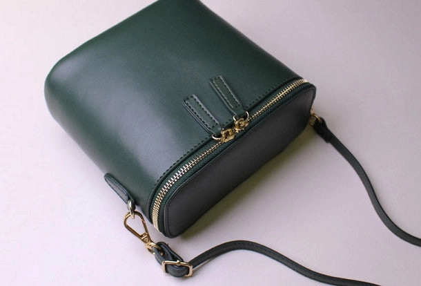 Leather bucket bag shoulder bag Green Red White black for women leather crossbody bag