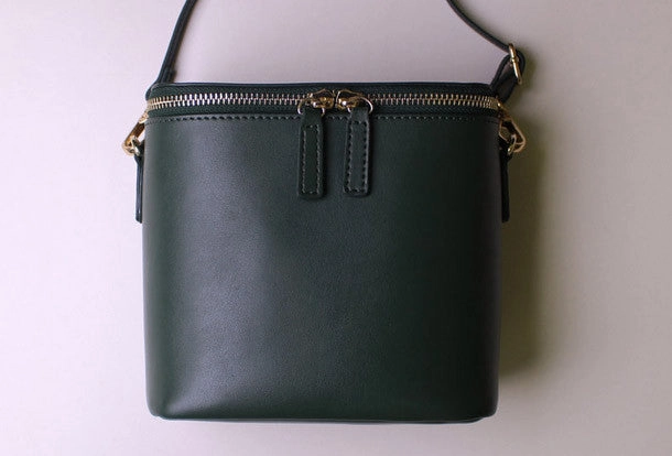 Leather bucket bag shoulder bag Green Red White black for women leather crossbody bag
