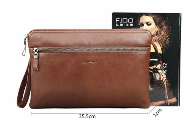 Leather large clutch leather men Wristlet Wallet zipper clutch wallet for men
