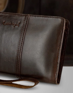 Leather large clutch leather men Wristlet Wallet zipper clutch wallets for men