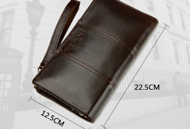 Leather large clutch leather men Wristlet Wallet zipper clutch wallets for men