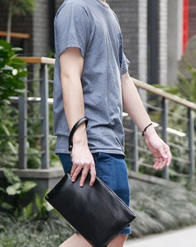 Leather large clutch leather men Wristlet Wallets zipper clutch wallet for men