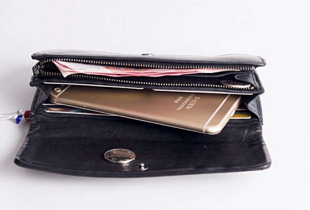 Leather Long clutch wallet leather black men wallet long wallet