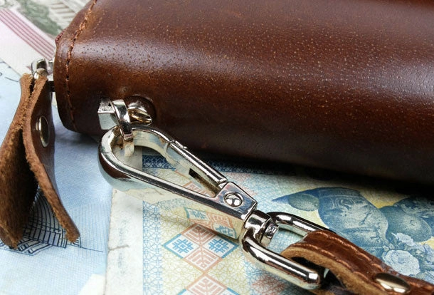 Leather men clutch modern brown coffee zip clutch men long wallet purse clutch