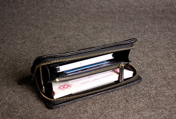 Leather men clutch red modern brown vintage zip clutch men long wallet purse clutch
