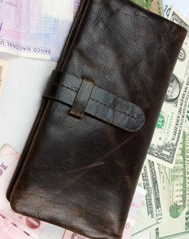 Leather men coffee vintage clutch men multi card holders long wallet purse clutch