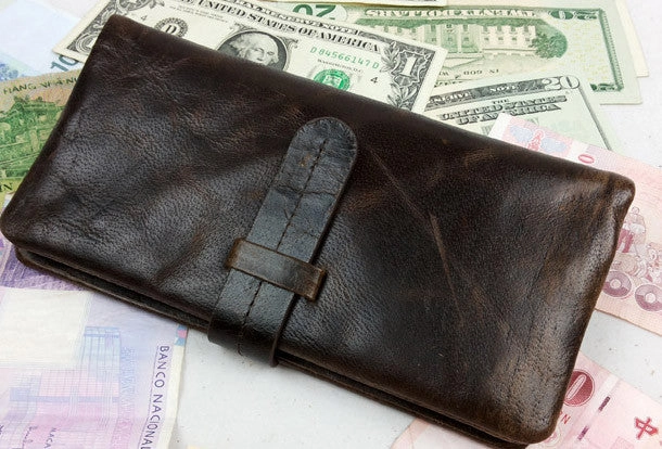 Leather men coffee vintage clutch men multi card holders long wallet purse clutch