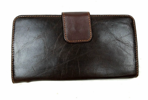 Leather men dark brown vintage clutch men multi card holders long wallet purse