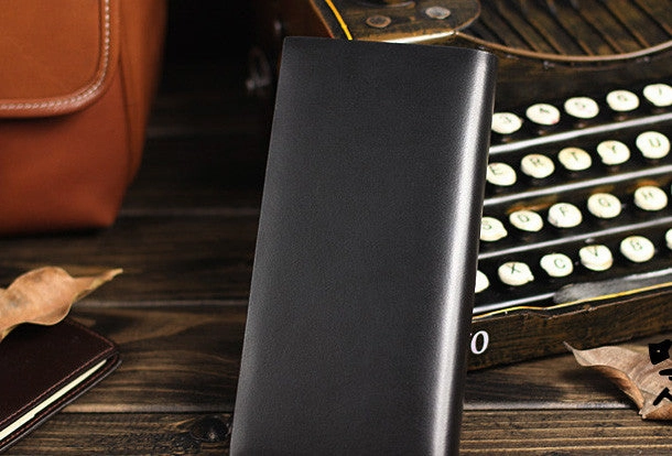 Leather men long wallet clutch black vintage modern clutch men phone purse clutch