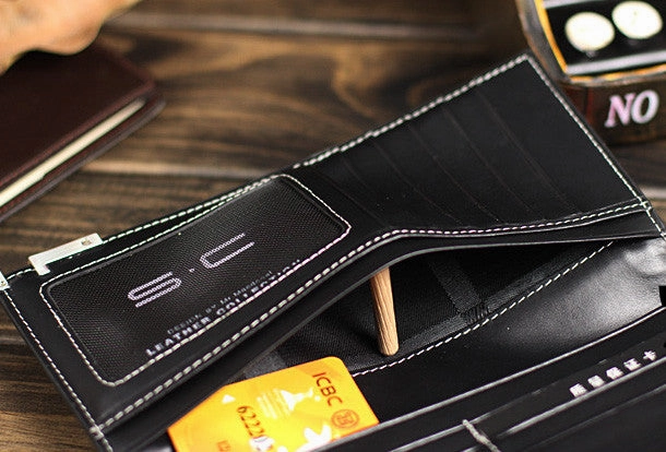 Leather men long wallet clutch black vintage modern clutch men phone purse clutch