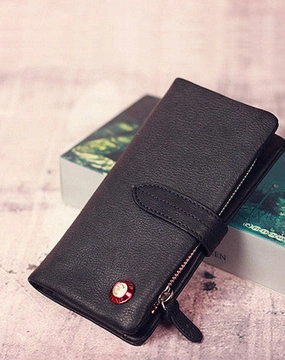 Leather men long wallet clutch black vintage zip phone clutch men purse clutch
