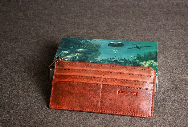 Leather men long wallet clutch brown strip phone vintage clutch men purse clutch