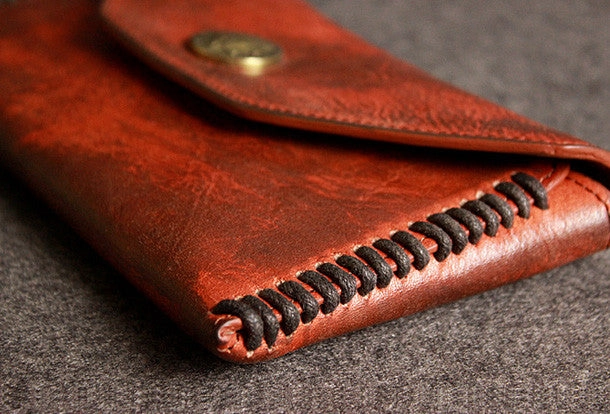 Leather men long wallet clutch brown strip phone vintage clutch men purse clutch