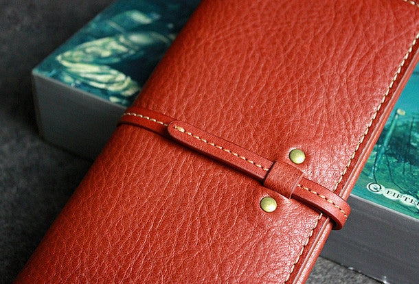 Leather men long wallet coffee brown black vintage phone clutch men purse clutch