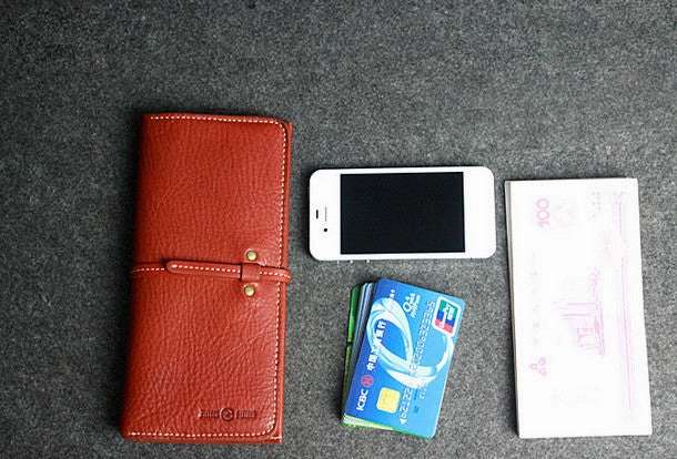 Leather men long wallet coffee brown black vintage phone clutch men purse clutch