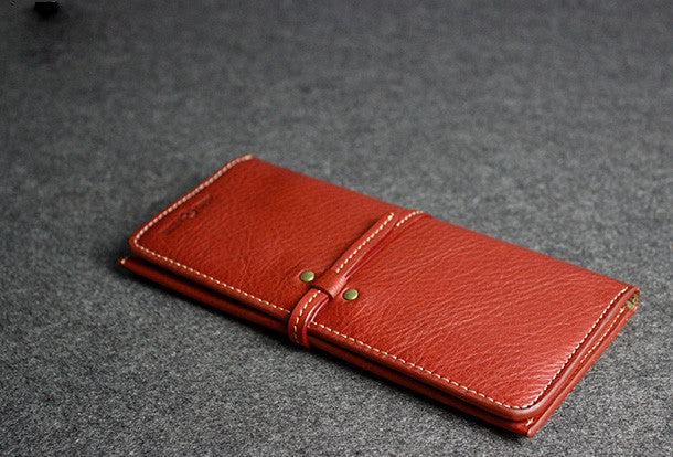 Leather men long wallet coffee brown black vintage phone clutch men purse clutch