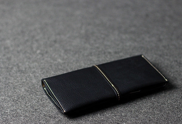 Leather men long wallet coffee brown black vintage phone clutch men purse clutch