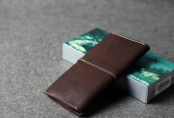 Leather men long wallet coffee brown black vintage phone clutch men purse clutch