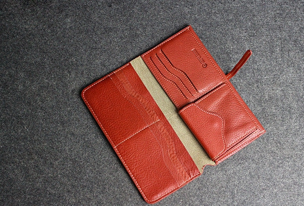 Leather men long wallet coffee brown black vintage phone clutch men purse clutch