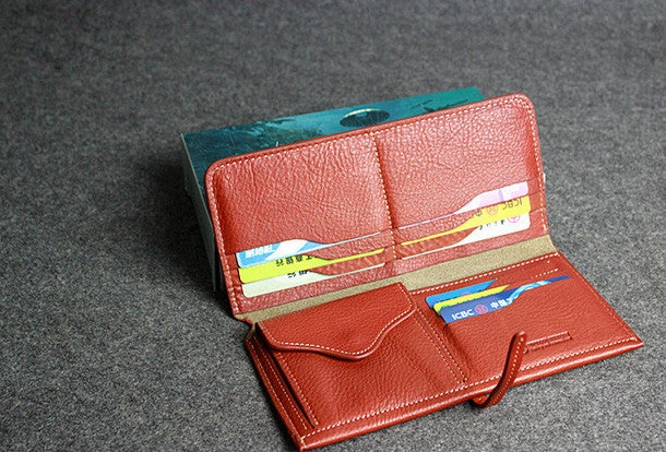 Leather men long wallet coffee brown black vintage phone clutch men purse clutch