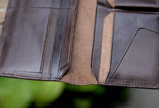 Leather Men long wallet Vintage bifold coffee Long wallet clutch purse For Men