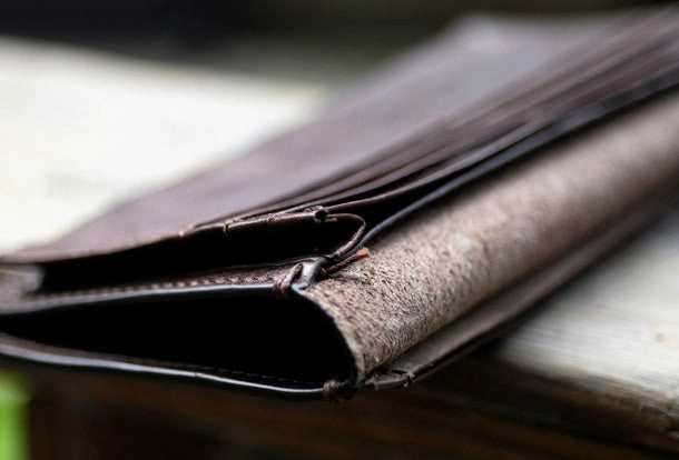 Leather Men long wallet Vintage bifold coffee Long wallet clutch purse For Men