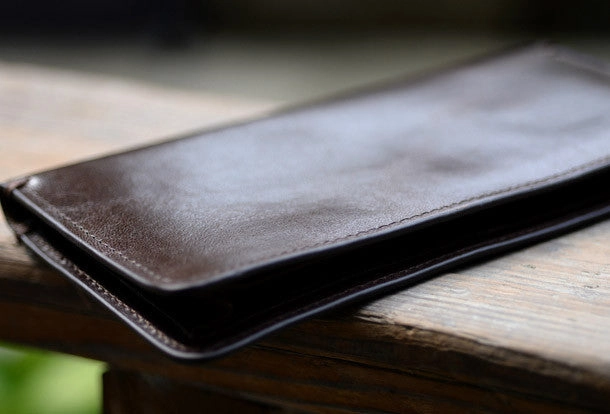 Leather Men long wallet Vintage bifold coffee Long wallet clutch purse For Men