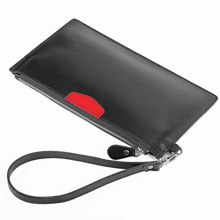 Leather Men's Slim Clutch Wristlet Wallet Zipper Clutch Wallet Phone Wallet For Men