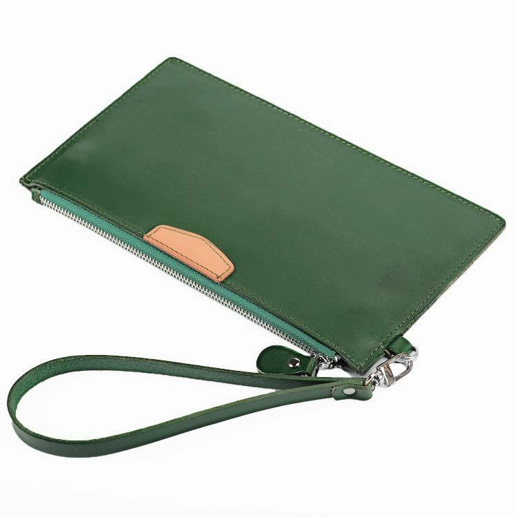 Leather Men's Slim Clutch Wristlet Wallet Zipper Clutch Wallet Phone Wallet For Men