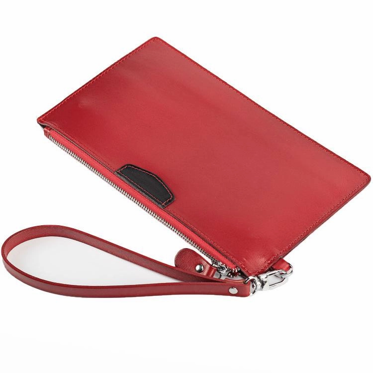 Leather Men's Slim Clutch Wristlet Wallet Zipper Clutch Wallet Phone Wallet For Men