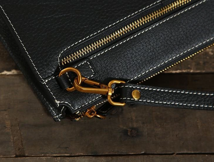 Leather Mens Clutch Cool Wallet Zipper Clutches Wristlet Wallet for Men