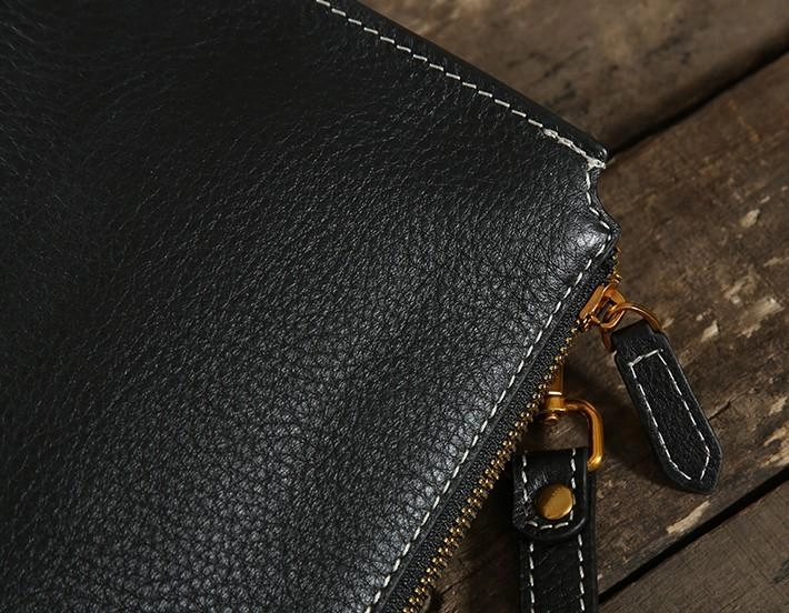 Leather Mens Clutch Cool Wallet Zipper Clutches Wristlet Wallet for Men