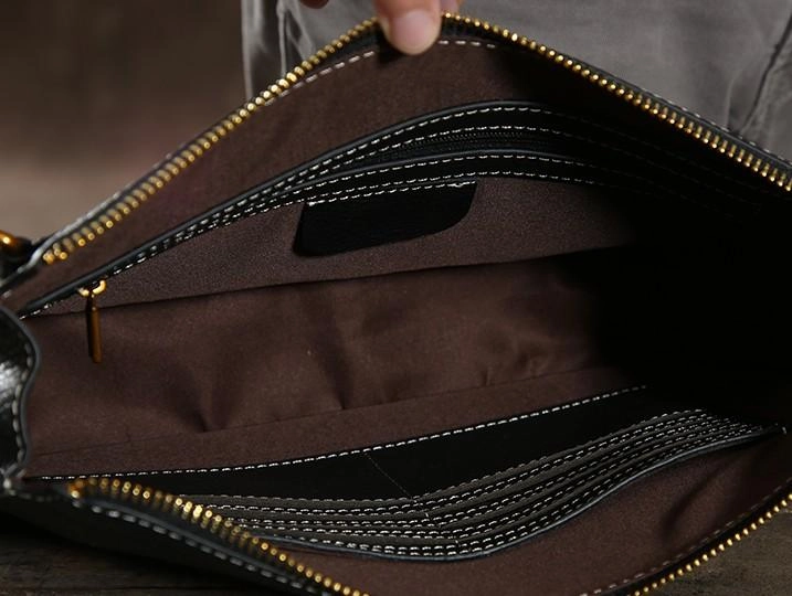 Leather Mens Clutch Cool Wallet Zipper Clutches Wristlet Wallet for Men
